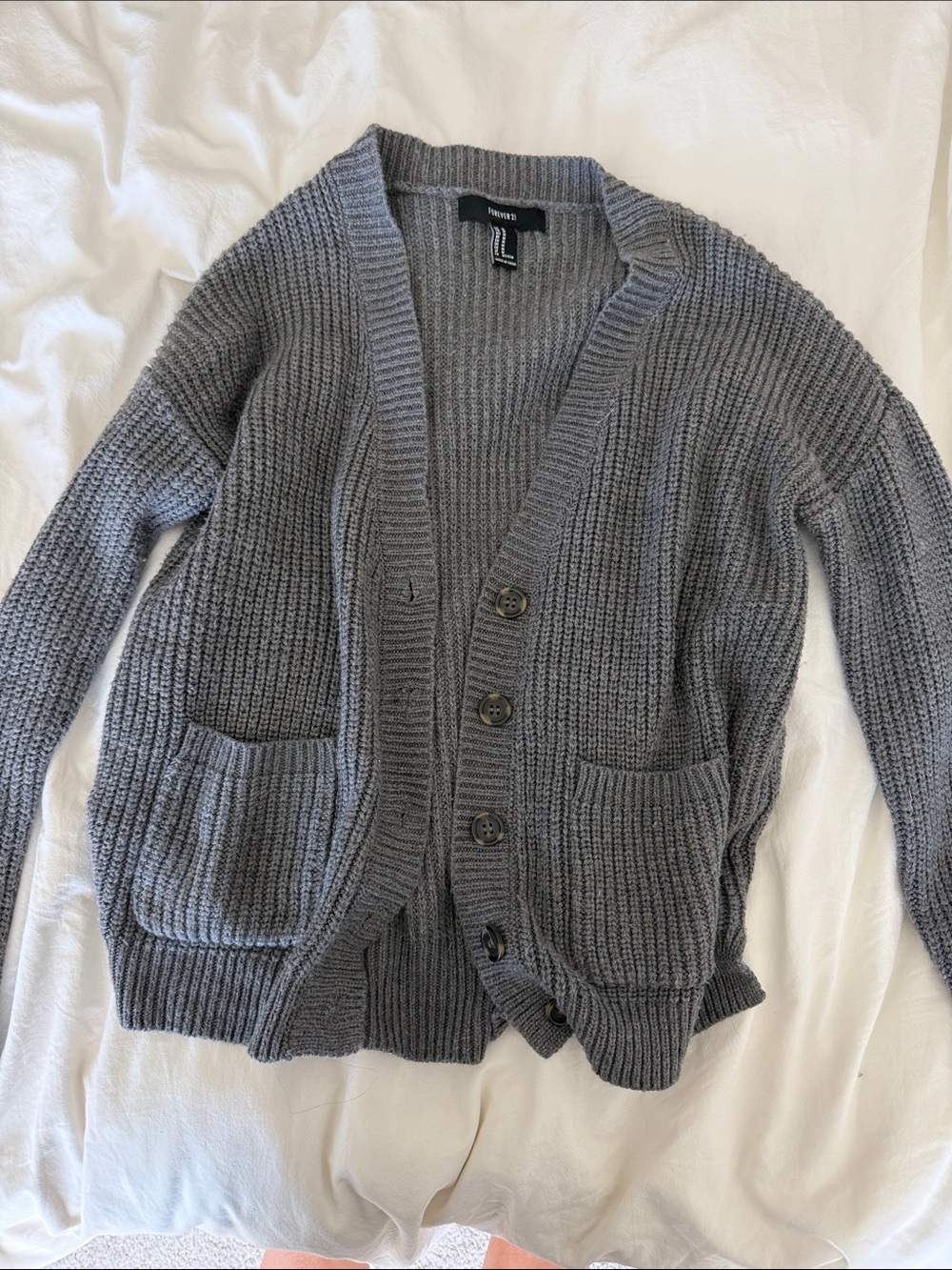 Forever 21 Gray Chunky Knit Cardigan